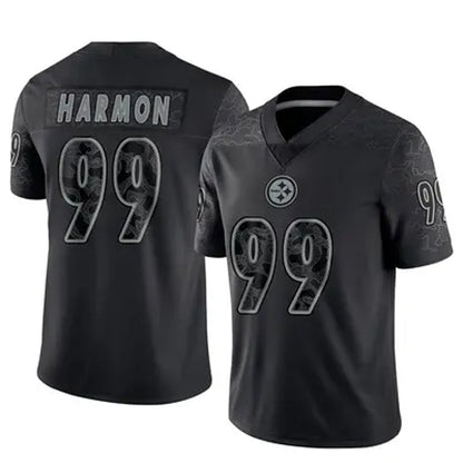 P.Steelers #99 Derrick Harmon Player Black RFLCTV Limited Football Jerseys
