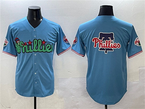 Philadelphia Phillies Team Big Logo Light Blue Phanatic Limited Stitched Baseball Jersey