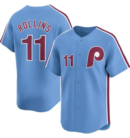 Philadelphia Phillies #11 Jimmy Rollins Light Blue Alternate Limited Stitched Baseball Jerseys