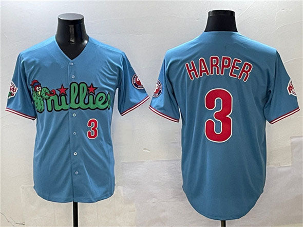 Philadelphia Phillies #3 Bryce Harper Light Blue Phanatic Limited Stitched Baseball Jersey