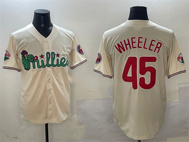 Philadelphia Phillies #45 Zack Wheeler Cream Phanatic Limited Stitched Baseball Jersey