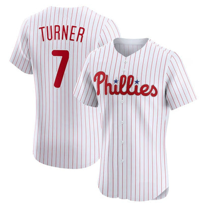 Philadelphia Phillies #7 Trea Turner Home Elite Jersey - White Stitched Baseball Jersey