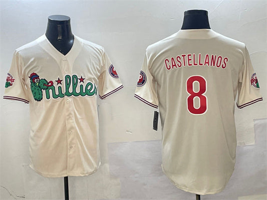 Philadelphia Phillies #8 Nick Castellanos Cream Phanatic Limited Stitched Baseball Jersey