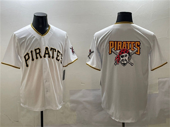 Pittsburgh Pirates Team Big Logo White Home Limited Stitched Baseball Jersey