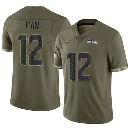 S.Seahawks #12 12s FAN Player Salute to Service Olive Football Jerseys