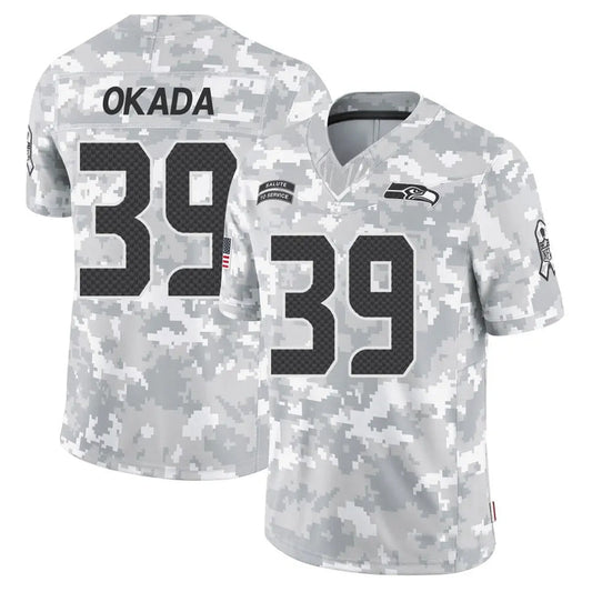 S.Seahawks #39 Ty Okada Player Arctic Camo Salute to Service Limited Football Jerseys