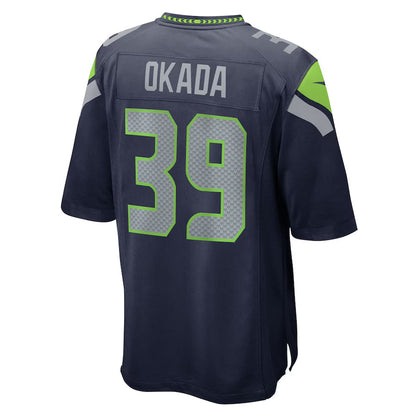 S.Seahawks #39 Ty Okada Player Navy Home Game Football Jerseys