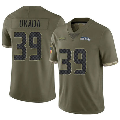 S.Seahawks #39 Ty Okada Player Salute to Service Olive Football Jerseys