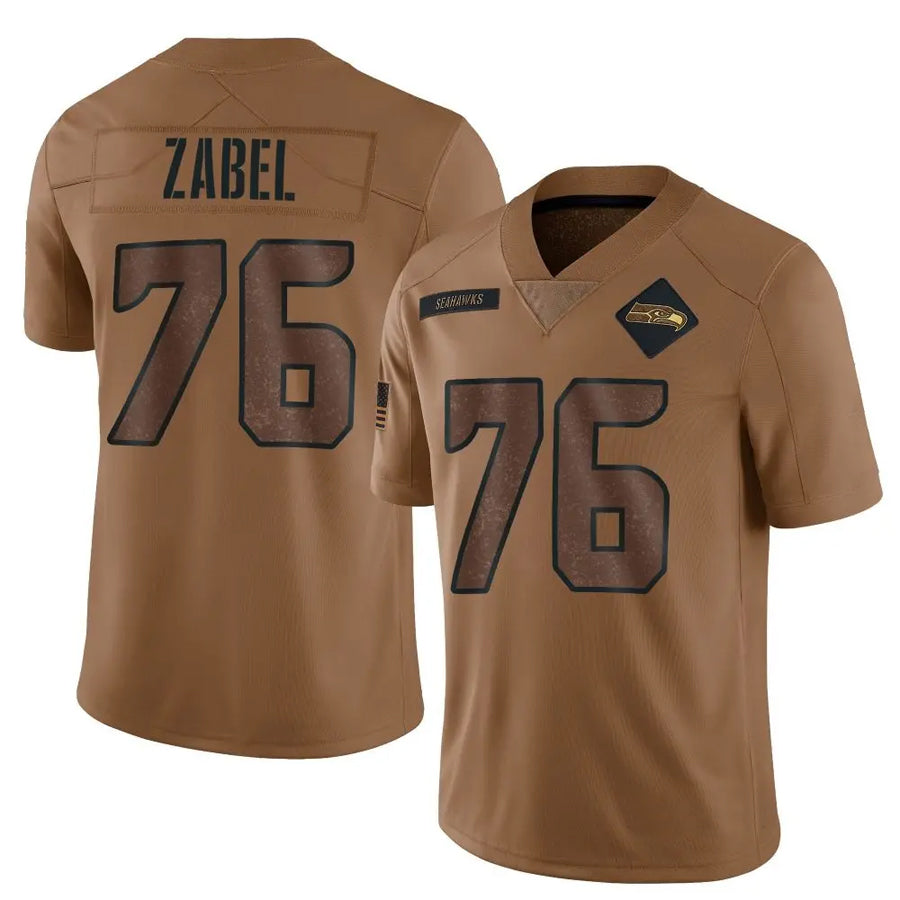 S.Seahawks #76 Grey Zabel Player Brown Salute To Service Limited Football Jerseys