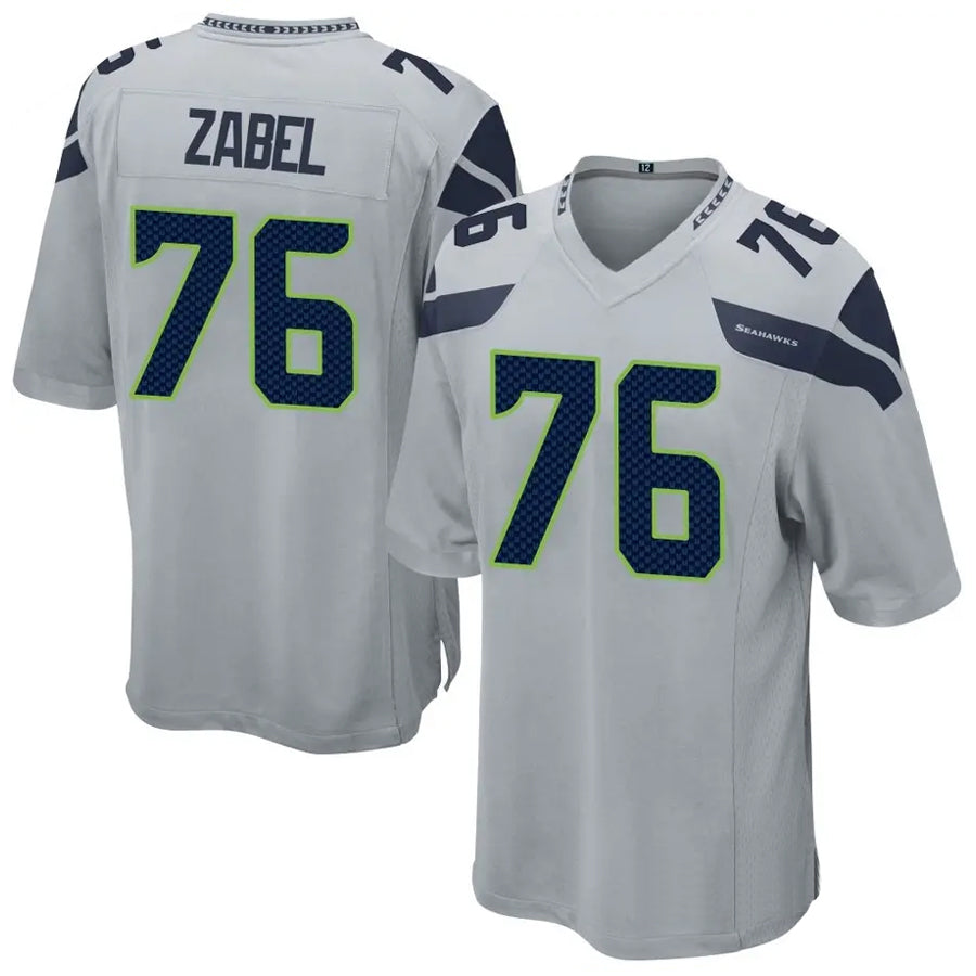 S.Seahawks #76 Grey Zabel Player Grey Game Football Jerseys
