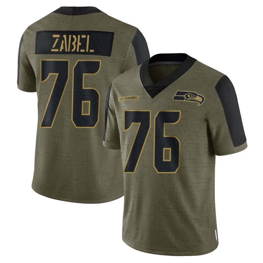 S.Seahawks #76 Grey Zabel Player Salute to Service Olive Football Jerseys