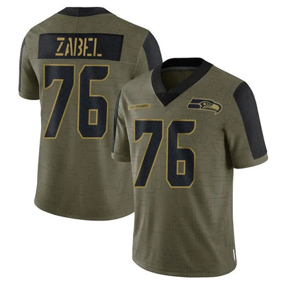 S.Seahawks #76 Grey Zabel Player Salute to Service Olive Football Jerseys