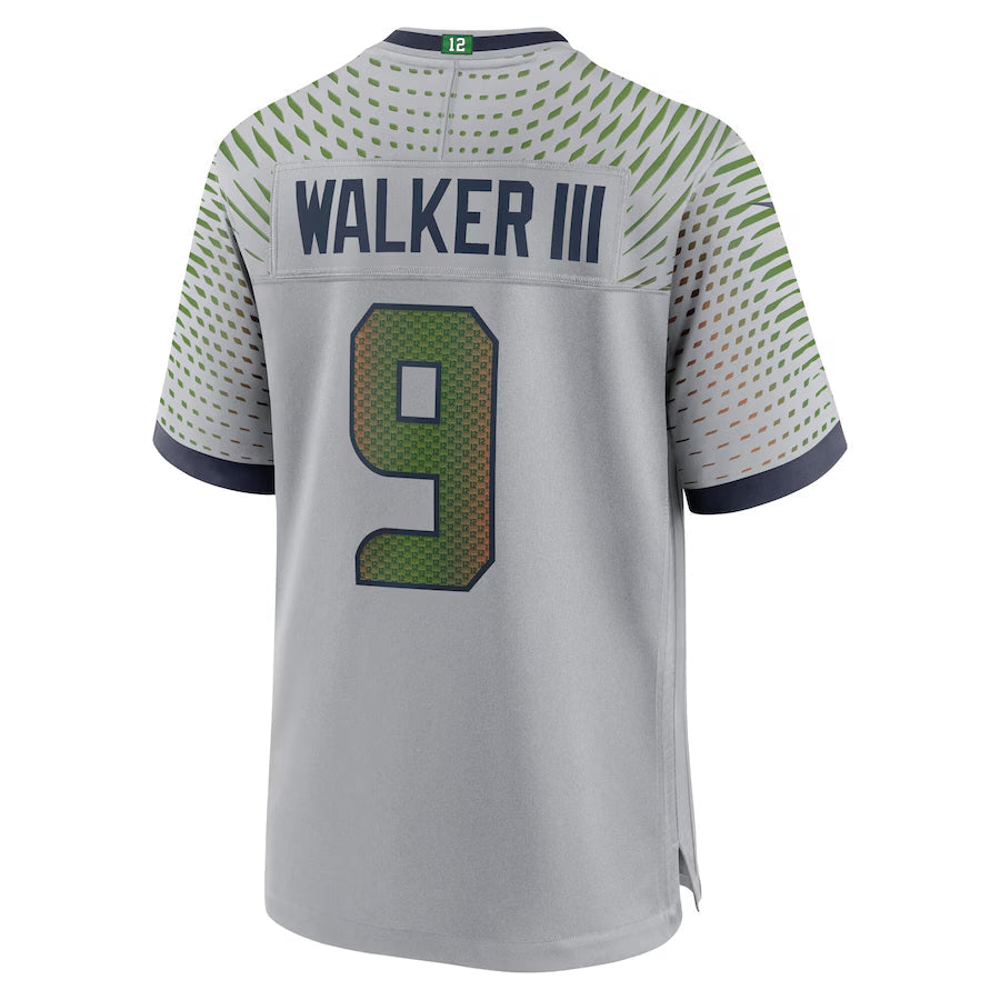 S.Seahawks #9 Kenneth Walker III Player Wolf Gray Rivalries Collection Game Football Jerseys