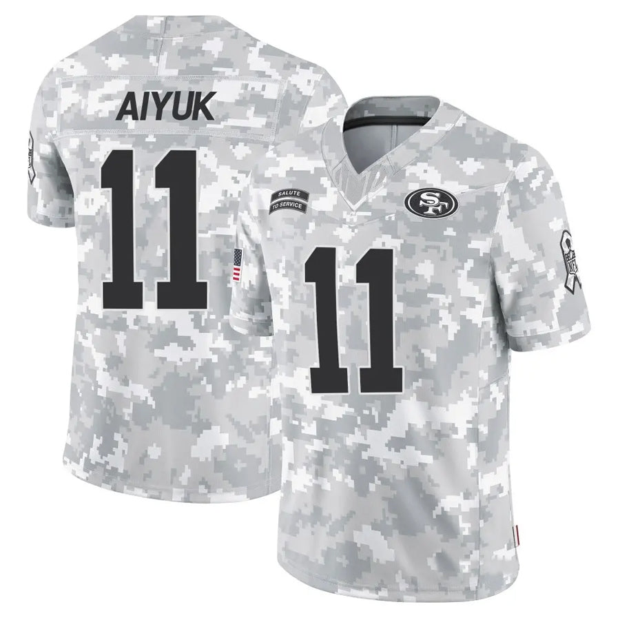 SF.49ers #11 Brandon Aiyuk Player Arctic Camo Salute to Service Limited Football Jerseys