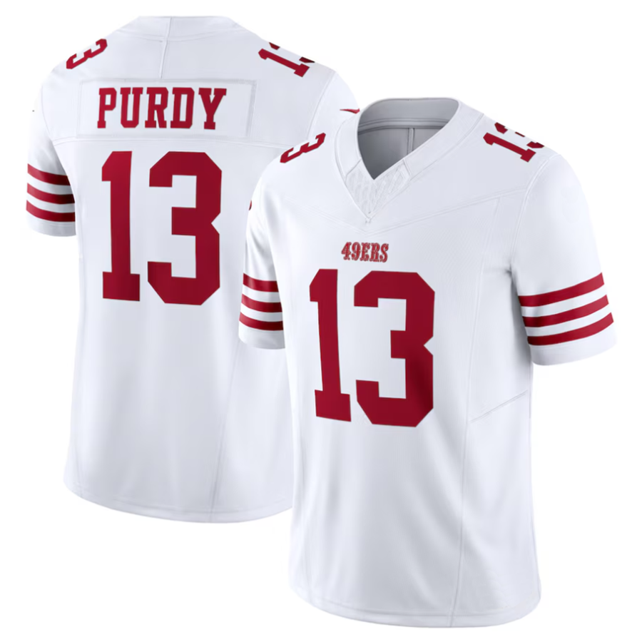 SF.49ers #13 Brock Purdy Playre White Vapor F.U.S.E. Limited Football Jerseys