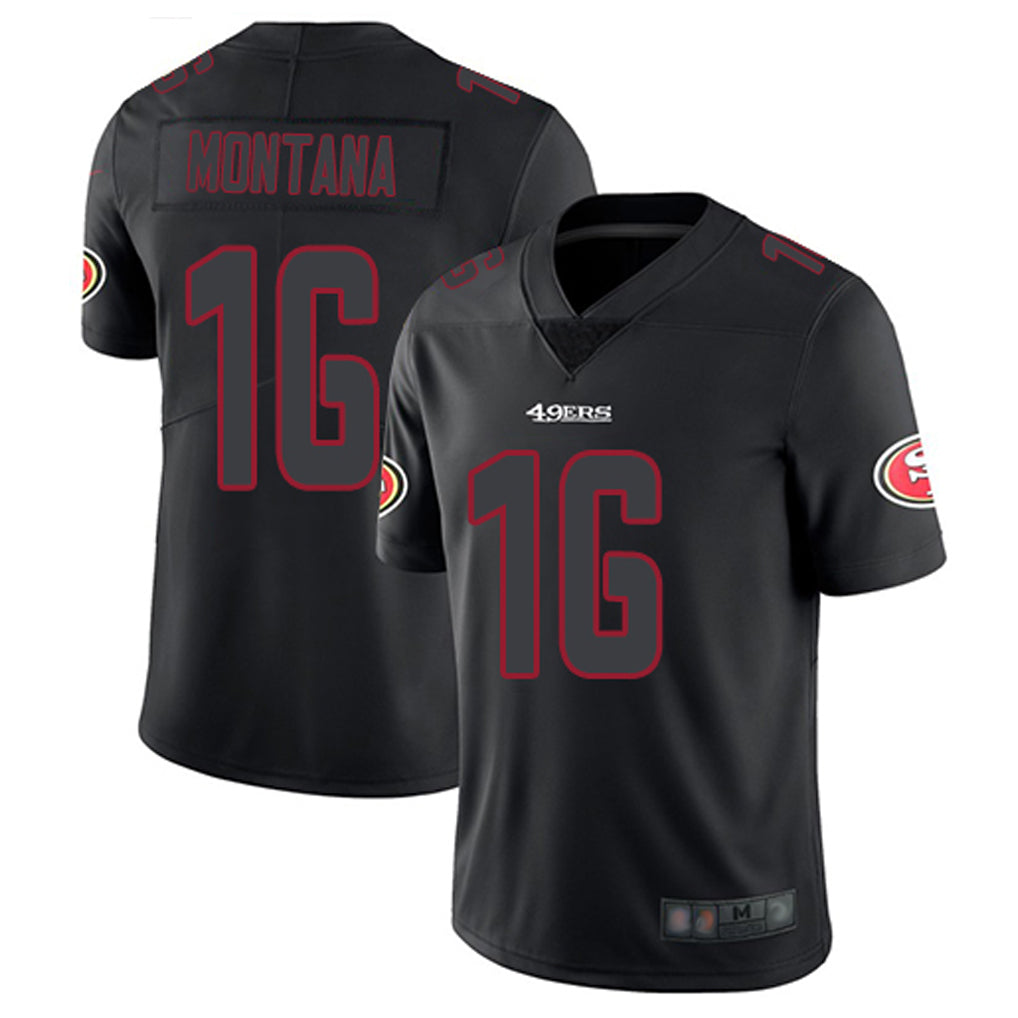 SF.49ers #16 Joe Montana Player Black Limited Rush Impact Football Jerseys