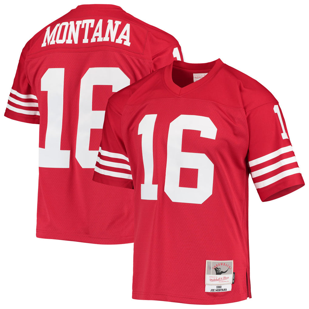 SF.49ers #16 Joe Montana Player Mitchell & Ness Legacy Replica Scarlet Football Jerseys