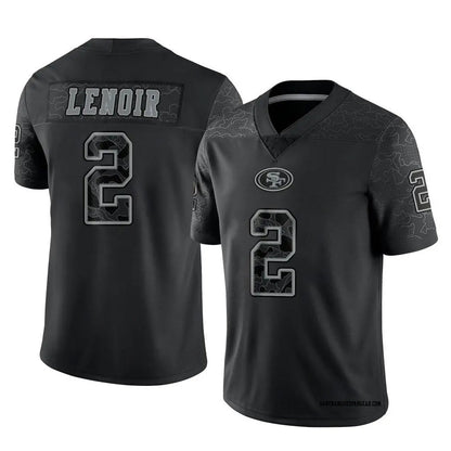 SF.49ers #2 Deommodore Lenoir Player Black RFLCTV Limited Football Jerseys