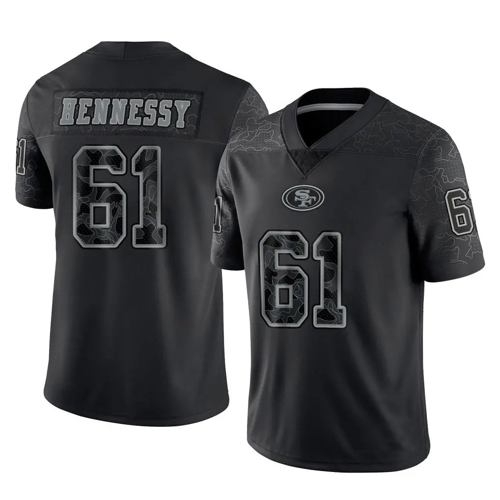 SF.49ers #61 Matt Hennessy Player Black RFLCTV Limited Football Jerseys