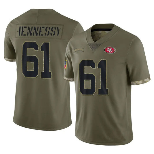 SF.49ers #61 Matt Hennessy Player Salute To Service Olive Football Jerseys