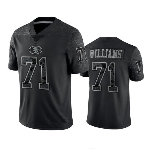 SF.49ers #71 Trent Williams Player Black RFLCTV Limited Football Jerseys