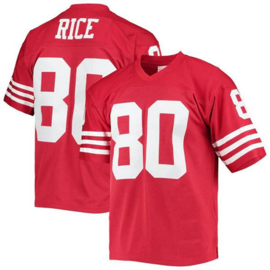 SF.49ers #80 Jerry Rice Player Mitchell & Ness Scarlet Legacy Replica Football Jerseys