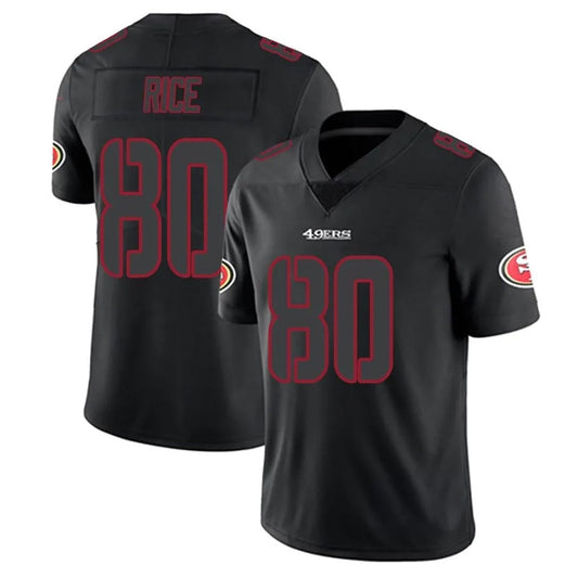 SF.49ers #80 Jerry Rice Player Black Limited Rush Impact Football Jerseys