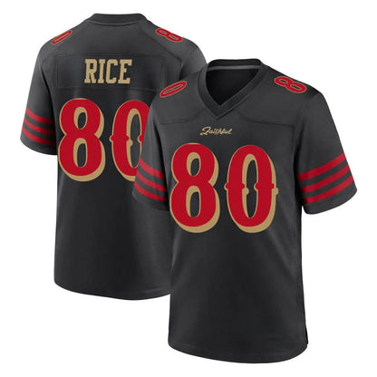SF.49ers #80 Jerry Rice Player Black Rivalries Collection Game Football Jerseys