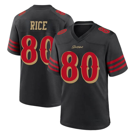 SF.49ers #80 Jerry Rice Player Black Rivalries Collection Game Football Jerseys