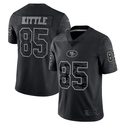 SF.49ers #85 George Kittle Player Black RFLCTV Limited Football Jerseys