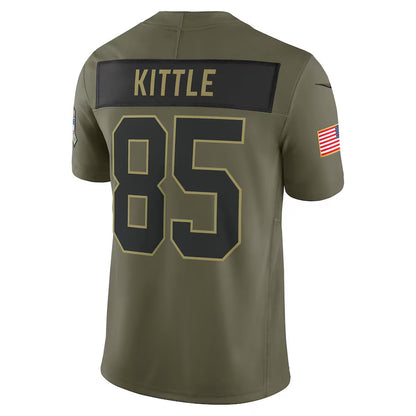 SF.49ers #85 George Kittle Player Olive Salute to Service Limited Football Jerseys