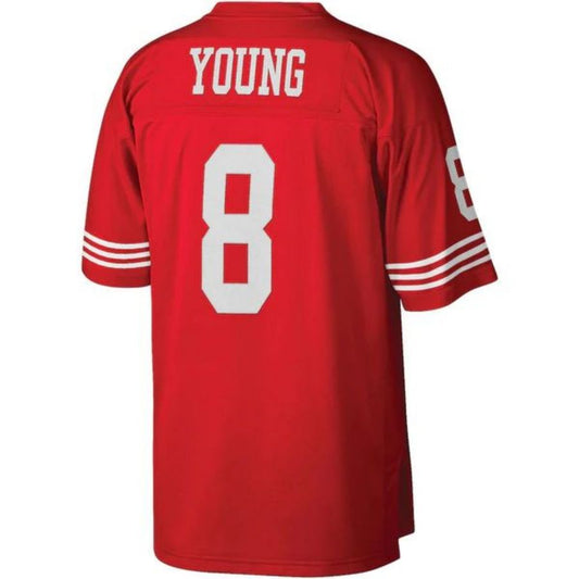 SF.49ers #8 Steve Young Player Mitchell & Ness Scarlet Legacy Replica Football Jerseys
