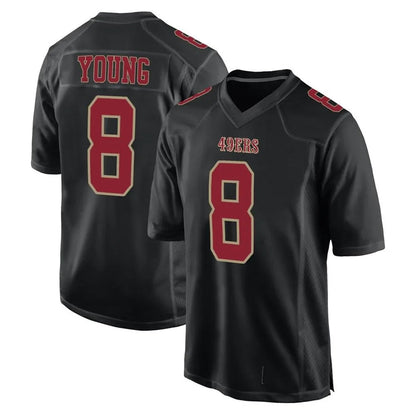 SF.49ers #8 Steve Young Player Black Fashion Game Football Jerseys