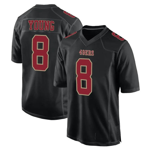 SF.49ers #8 Steve Young Player Black Fashion Game Football Jerseys