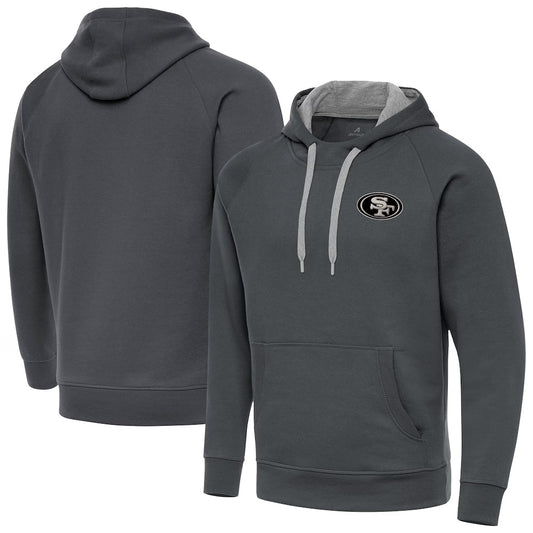 SF.49ers Charcoal Victory Pullover Hoodie Player Football Jerseys