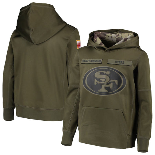 SF.49ers Salute To Service Olive Hoodie Player Football Jerseys