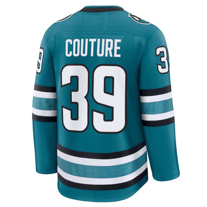 SJ.Sharks #39 Logan Couture Fanatics Home Premium Jersey - Teal Stitched American Hockey Jerseys