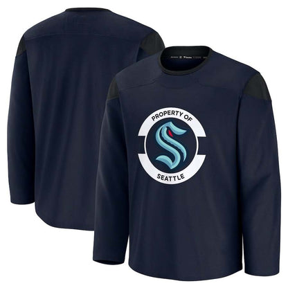 S.Kraken Fanatics Team Practice Jersey - Deep Sea Blue Stitched American Hockey Jerseys