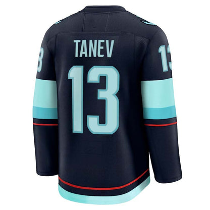 S.Kraken #13 Brandon Tanev Fanatics Home Premium Jersey - Deep Sea Blue Stitched American Hockey Jerseys