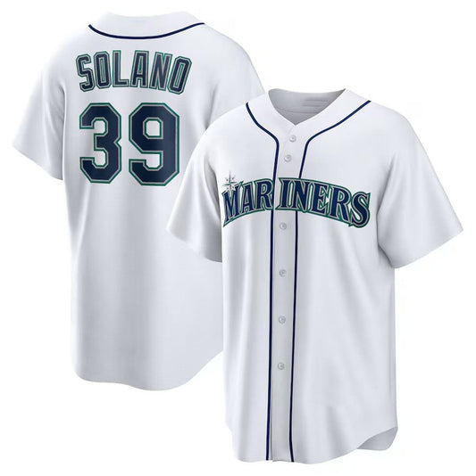 Seattle Mariners #39 Donovan Solano Home Replica Jersey - White Stitched Baseball Jersey