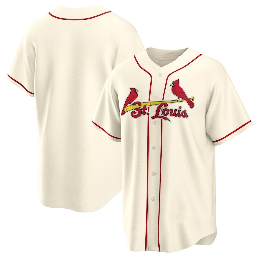 St. Louis Cardinals Alternate Replica Team Jersey - Cream Stitched Baseball Jersey