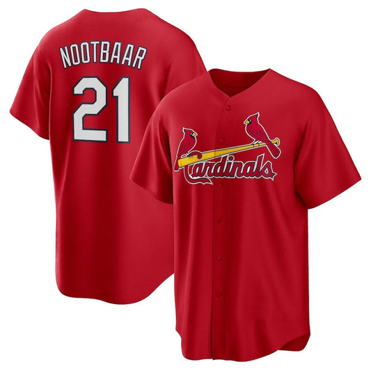 St. Louis Cardinals #21 Lars Nootbaar Big & Tall Alternate Replica Player Jersey - Red Stitched Baseball Jersey