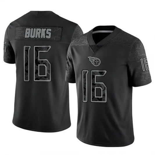T.Titans #16 Treylon Burks Player Black REFLECTIVE Limited Football Jerseys