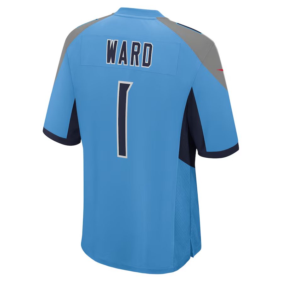 T.Titans #1 Cameron Ward Light Blue 2025 Draft First Round Pick Game Stitched American Football Jersey