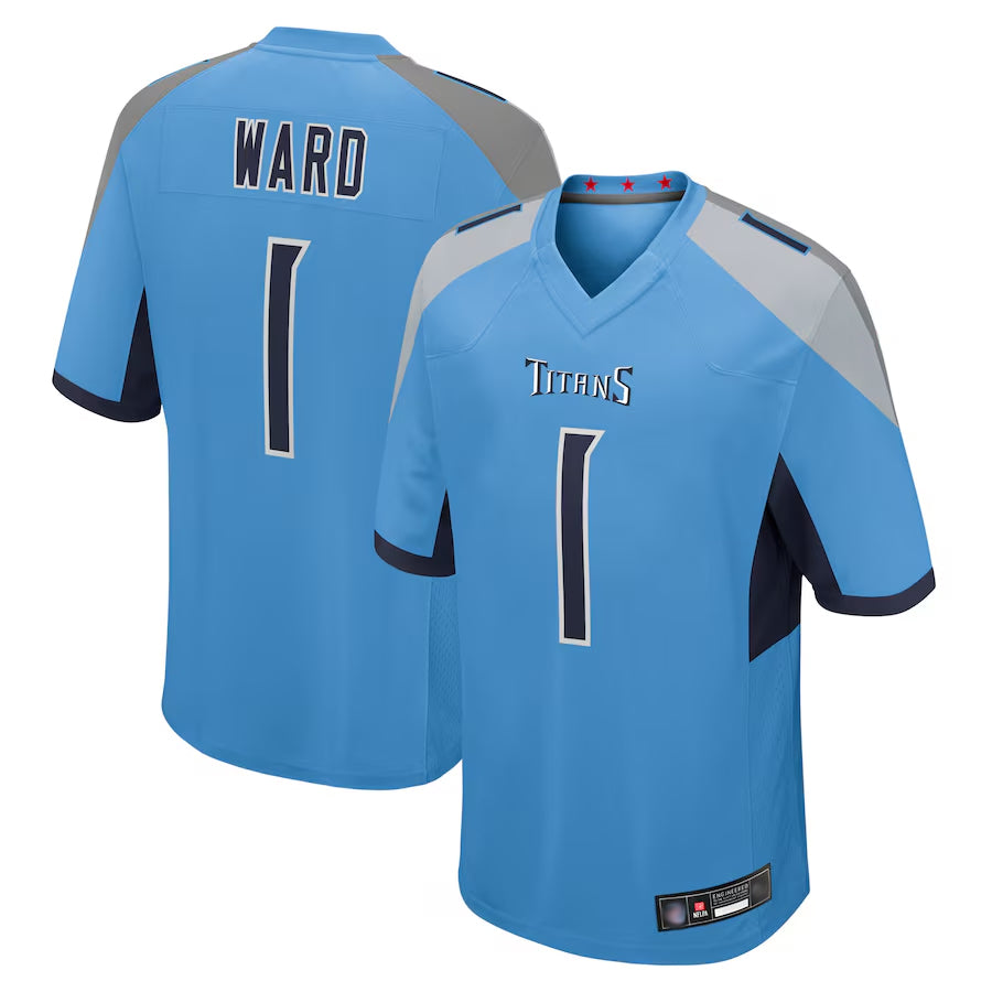 T.Titans #1 Cameron Ward Player Light Blue Game Football Jerseys