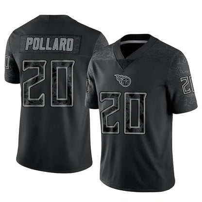 T.Titans #20 Tony Pollard Player Black RFLCTV Limited Football Jerseys