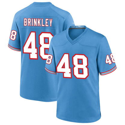 T.Titans #48 Beau Brinkley Player Light Blue Throwback Alternate Game Football Jerseys