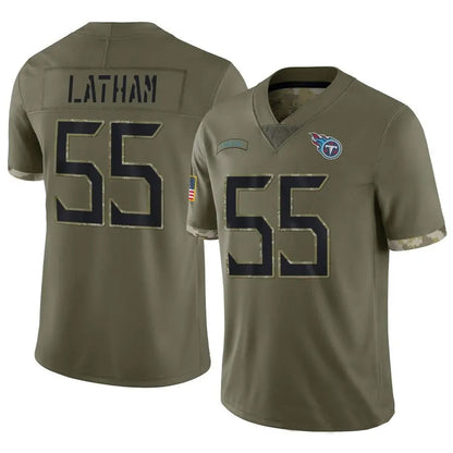 T.Titans #55 JC Latham Player Olive Salute To Service Limited Football Jerseys