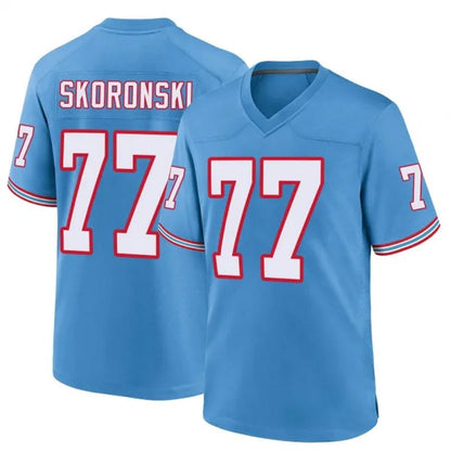 T.Titans #77 Peter Skoronski Player Light Blue Throwback Alternate Game Football Jerseys