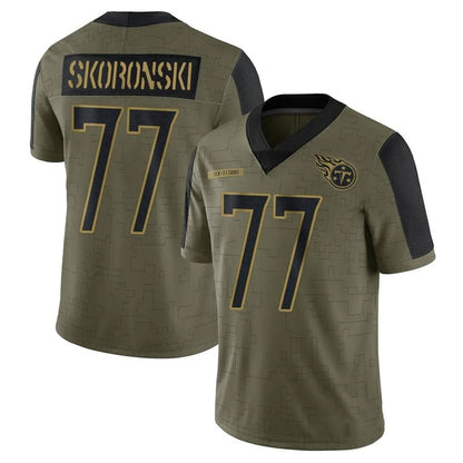 T.Titans #77 Peter Skoronski Player Olive Salute To Service Limited Football Jerseys